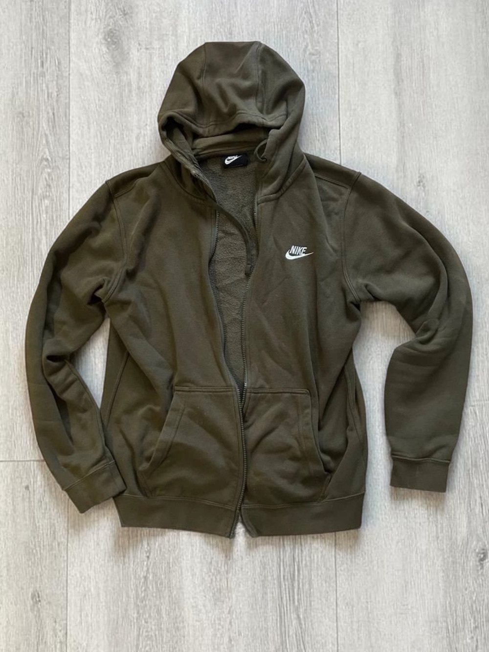 Nike Khaki Green Zip-Up Hoodie